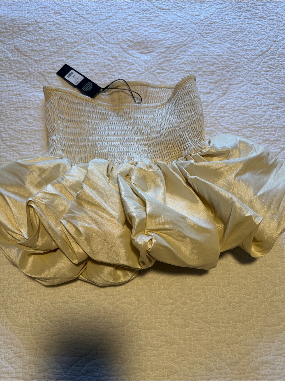 New with tags Fashion Nova Cream Smocked Ruffle Tube Top